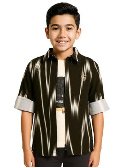 CAVIO - Olive Printed Regular Fit Shirt and T-shirt