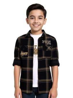 CAVIO - Brown Checks Regular Fit Shirt and T-shirt