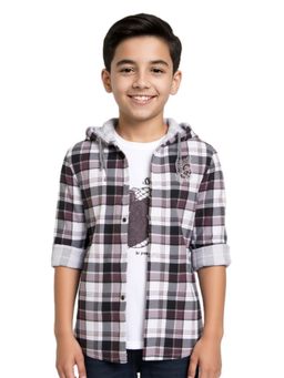 CAVIO - Burgundy Checks Regular Fit Shirt and T-shirt