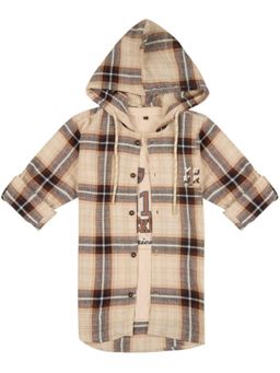 CAVIO - Khaki Checks Regular Fit Shirt and T-shirt