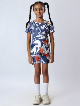 UMILDO - Blue Printed Regular Fit T-shirt and Shorts