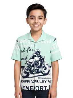 CAVIO - Green Printed Regular Fit Shirt