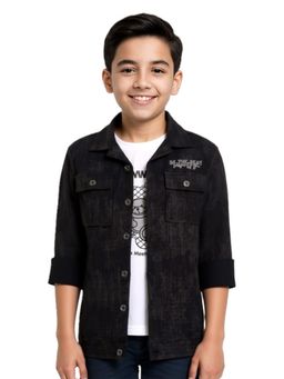 CAVIO - Black Typography Regular Fit Shirt and T-shirt