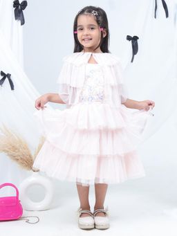 Lil Drama - Pink Embellished A-Line Fit Dress and Shrug