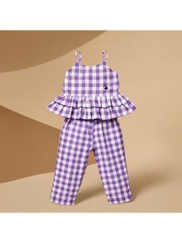 Purple United Kids - Lavender Checks Regular Fit Co-ord Set