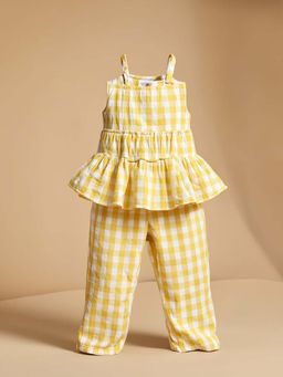 Purple United Kids - Yellow Checks Regular Fit Co-ord Set