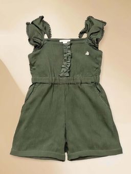 Purple United Kids - Olive Solid Regular Fit Playsuit