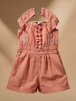 Purple United Kids - Pink Solid Regular Fit Playsuit