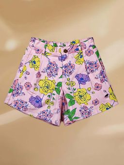 Purple United Kids - Pink Floral Regular Fit Shorts