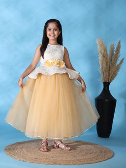 Toy Balloon Kids - Yellow Printed Flared Fit Dress