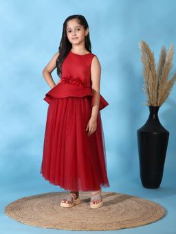 Toy Balloon Kids - Red Printed Flared Fit Dress