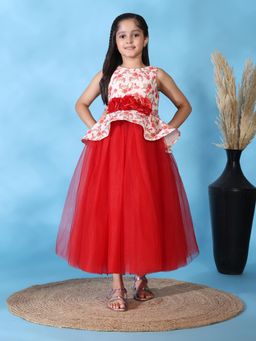 Toy Balloon Kids - Red Printed Flared Fit Dress