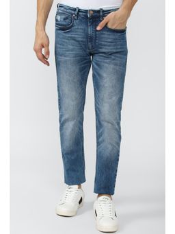 Peter England - Men Blue Mid Wash Slim Tapered Jeans