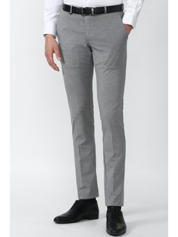 Van Heusen - Men Grey Textured Ultra Slim Fit Trousers