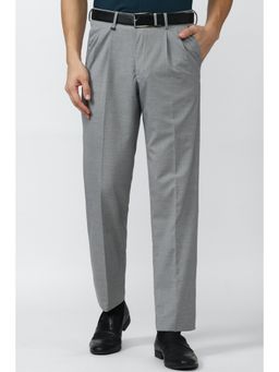 Van Heusen - Men Grey Textured Regular Fit Trousers