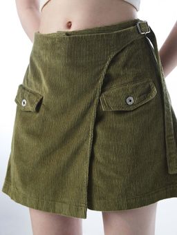 ONLY - Women Green Textured Wrap Skorts