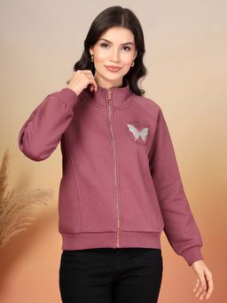 Juelle - Women Pink Graphic High Neck Sweatshirt