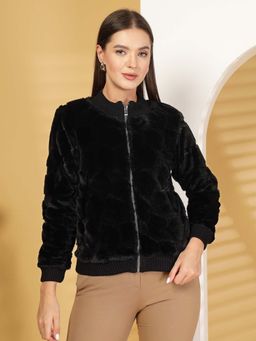 Juelle - Women Black Textured Sweatshirt