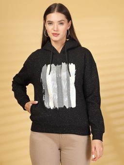 Juelle - Women Black Graphic Hoodie