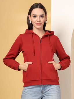Juelle - Women Red Solid Hoodie