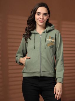 Juelle - Women Green Graphic Hoodie