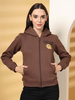 Juelle - Women Brown Graphic Hoodie