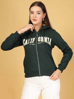 Juelle - Women Green Graphic Hoodie