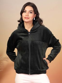Juelle - Women Black Textured Hoodie