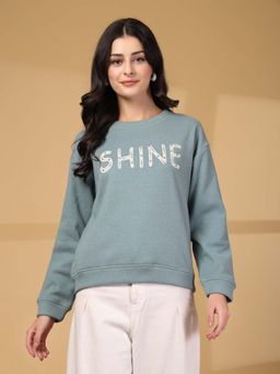 Juelle - Women Blue Typography Printed Sweatshirt