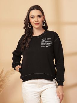 Juelle - Women Black Graphic Sweatshirt