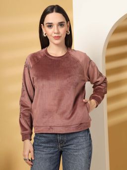 Juelle - Women Pink Embroidered Sweatshirt