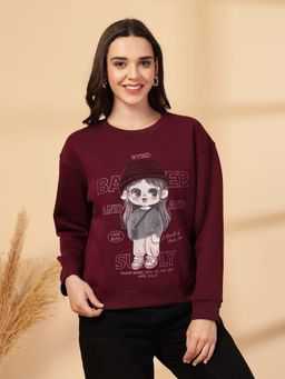 Juelle - Women Maroon Graphic Sweatshirt