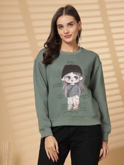 Juelle - Women Green Graphic Sweatshirt
