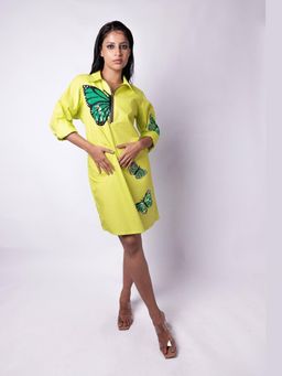 Richaa Goenka - Green A Line Mini Dress