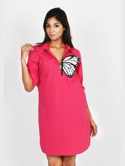 Richaa Goenka - Pink Cotton A Line Mini Dress