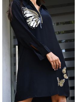 Richaa Goenka - Black Crepe Dress A Line Knee Length Dress