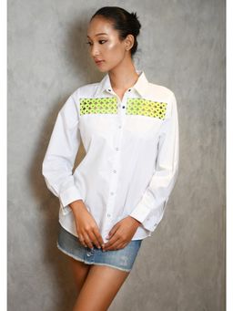 Richaa Goenka - White Comfort Fit Cotton Shirt