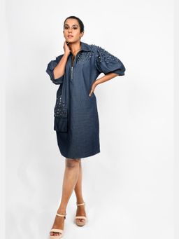 Richaa Goenka - Denim A Line Knee Length Dress