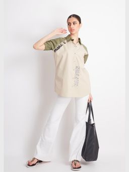 Richaa Goenka - Beige Comfort Fit Cotton Shirt