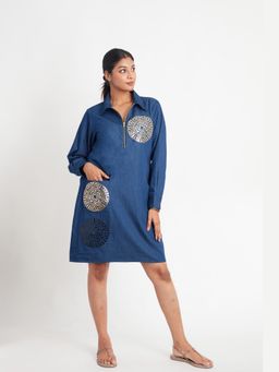 Richaa Goenka - Denim A Line Knee Length Dress