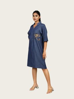 Richaa Goenka - Denim Cotton A Line Knee Length Dress