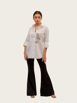 Richaa Goenka - White Cotton Printed Shirt