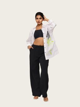 Richaa Goenka - White Cotton Zebra Embroidered Shirt