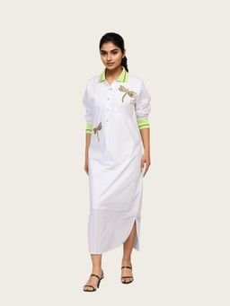 Richaa Goenka - White Cotton A Line Maxi Dress