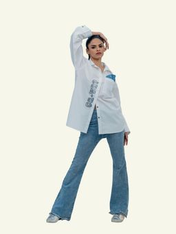 Richaa Goenka - White Cotton Embroidered Shirt