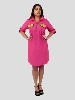 Richaa Goenka - Pink Cotton A Line Mini Dress