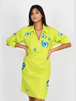 Richaa Goenka - Green A Line Knee Length Dress