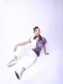 Richaa Goenka - Lilac Bomber Contrast Collar Top