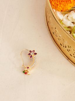 Azai by Nykaa Fashion - Traditional Gold Nathni With Pink Stones