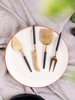 VarEesha - Radiant Black Handle Gold Heads Cheese Knives Set